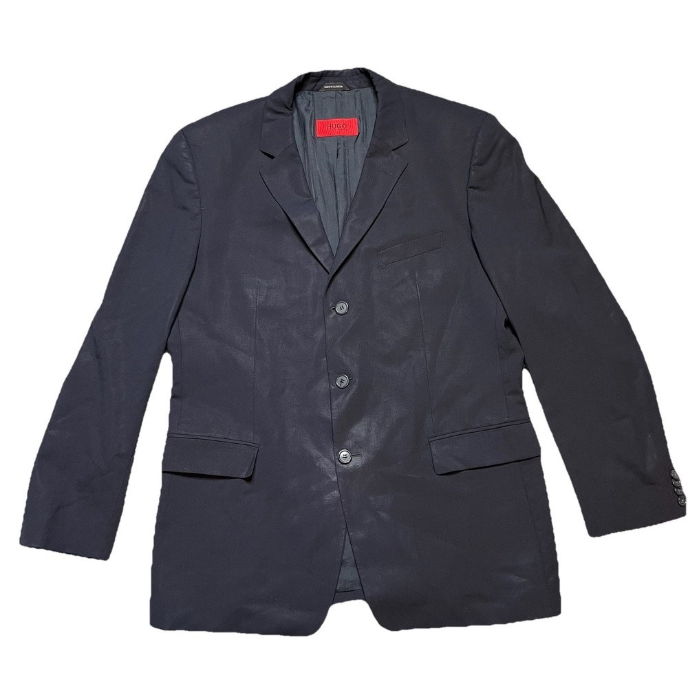 Hugo Boss Blazer Mens 44 R Navy Blue Virgin Wool Jacket Business Casual